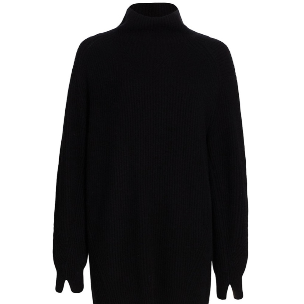 Rag & Bone Pierce Cowl Neck Cashmere Sweater Dress Black XL